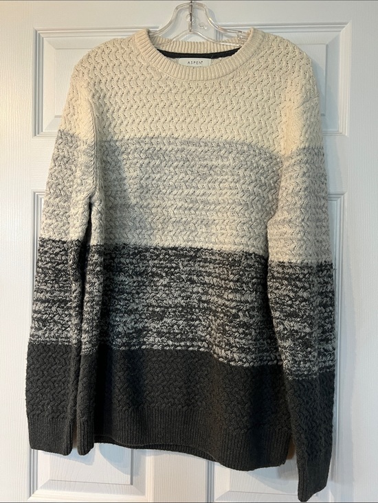 Aspen Sweaters - Aspen Women's Cream and Gray Crewneck Sweater